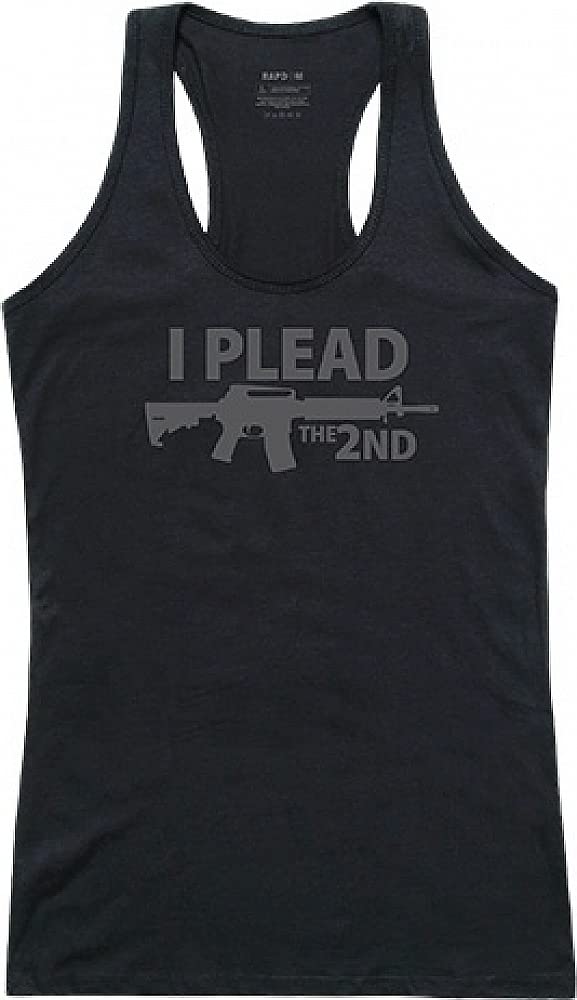 Womens Graphic Tank, I Plead, Black, L