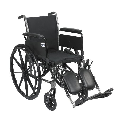 Drive Medical K320Dfa-Elr Cruiser Iii Lightweight Folding Wheelchair With Flip Back Detachable Full Arms And Elevating Legrest,