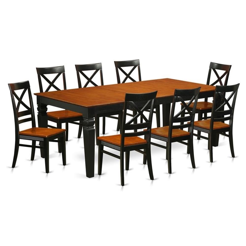 7  PcKitchen  Table  set  with  a  Dining  Table  and  6  Dining  Chairs  in  Black  and  Cherry