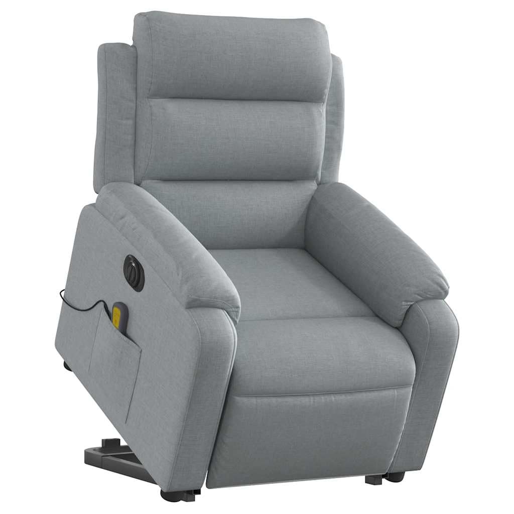 vidaXL Electric Stand up Massage Recliner Chair Light Gray Fabric