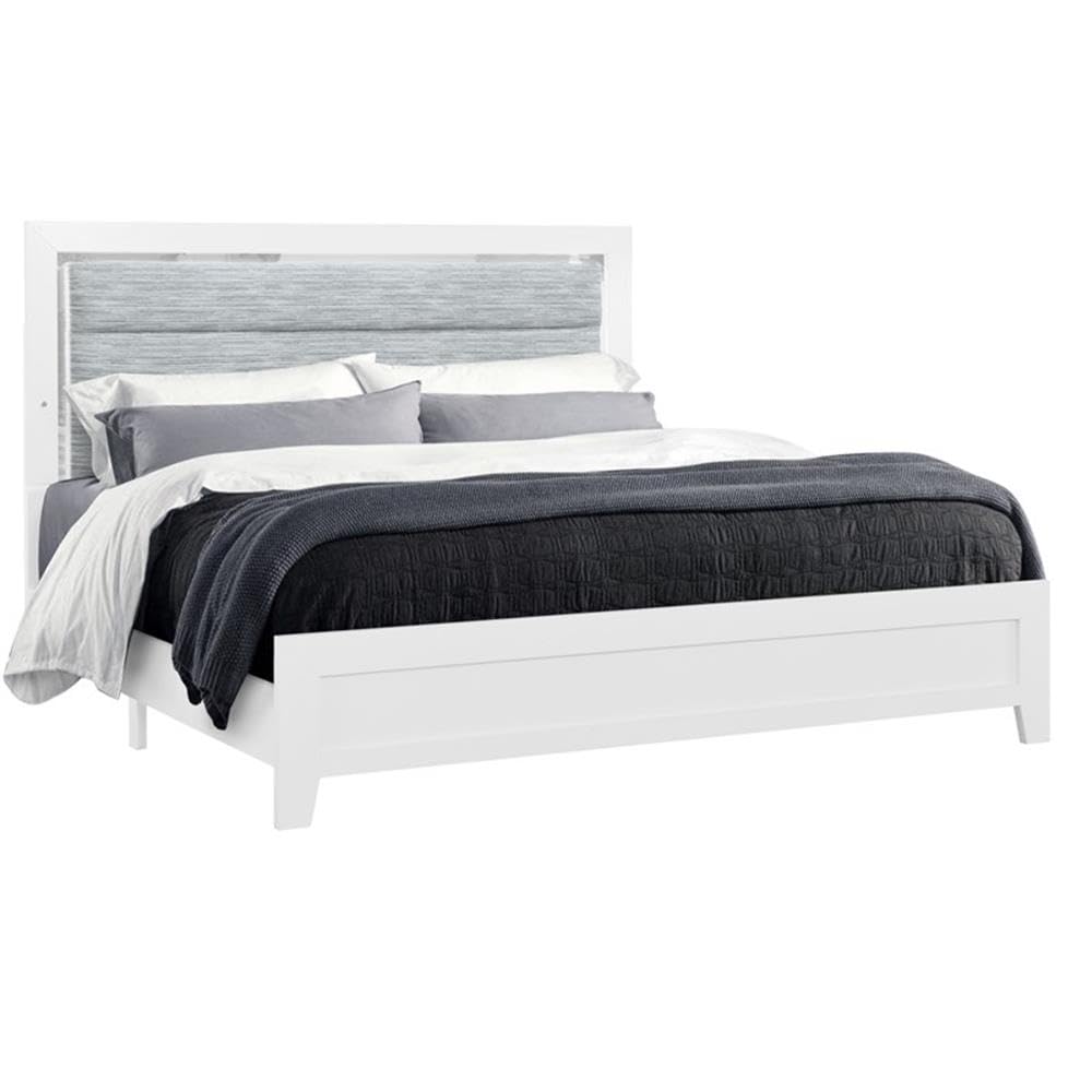 LUCCIA WHITE QUEEN BED WITH LED