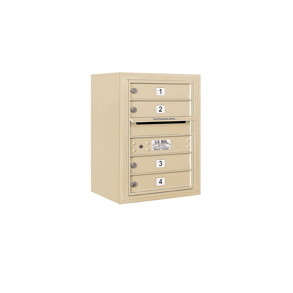 6 Door High Surface Mounted 4C Horizontal Mailbox with 4 Doors in Sandstone with USPS Access
