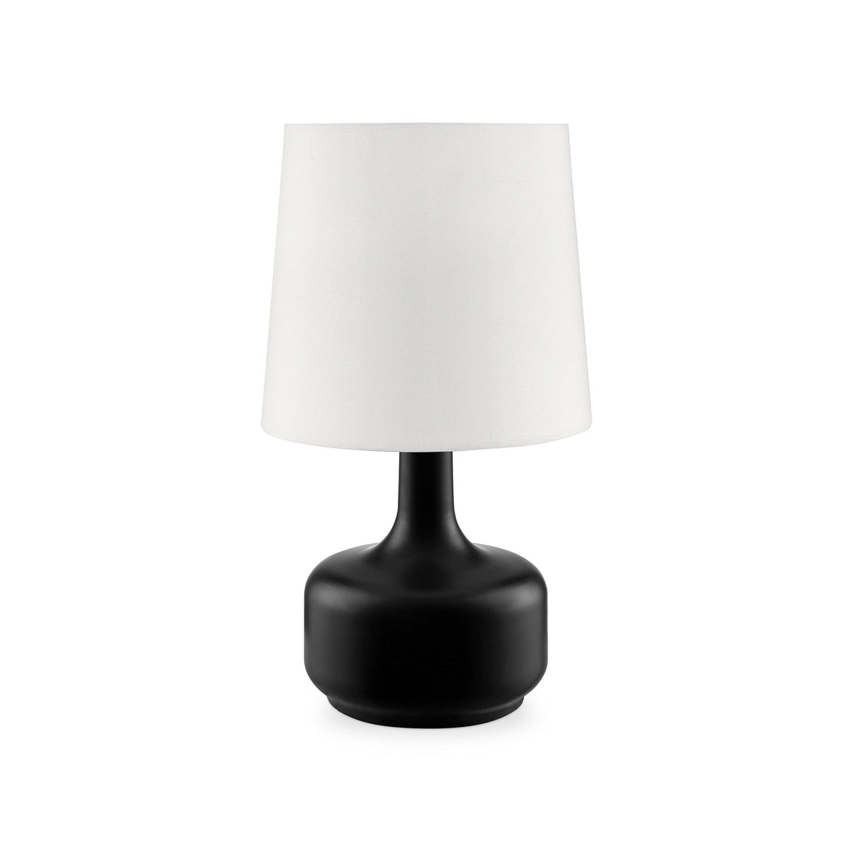 Benjara Table Lamp With Teardrop Metal Base And Fabric Shade, Black