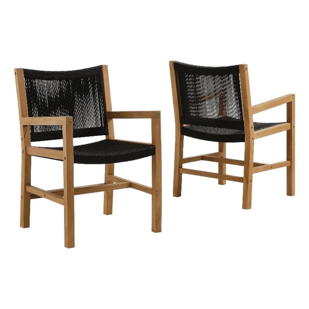 Vienna Outdoor Patio Teak and Rope Dining Armchairs Set of 2 by Modway