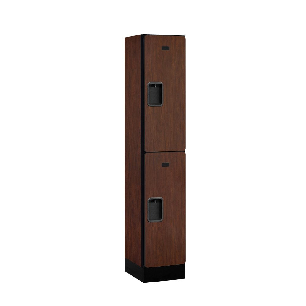 12 Wide Double Tier Designer Wood Locker - 1 Wide - 5 Feet High - 15 Inches Deep - Mahogany