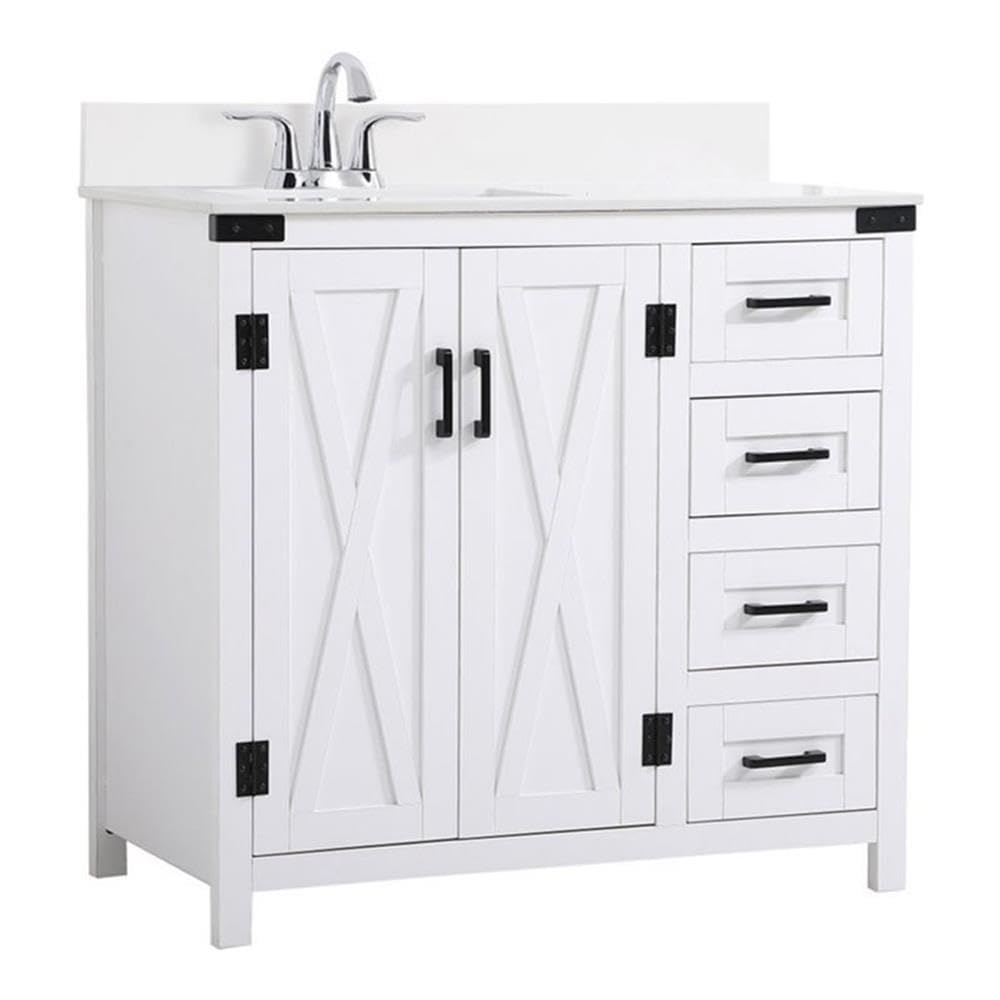 36 inch bathroom Vanity in White with Backsplash