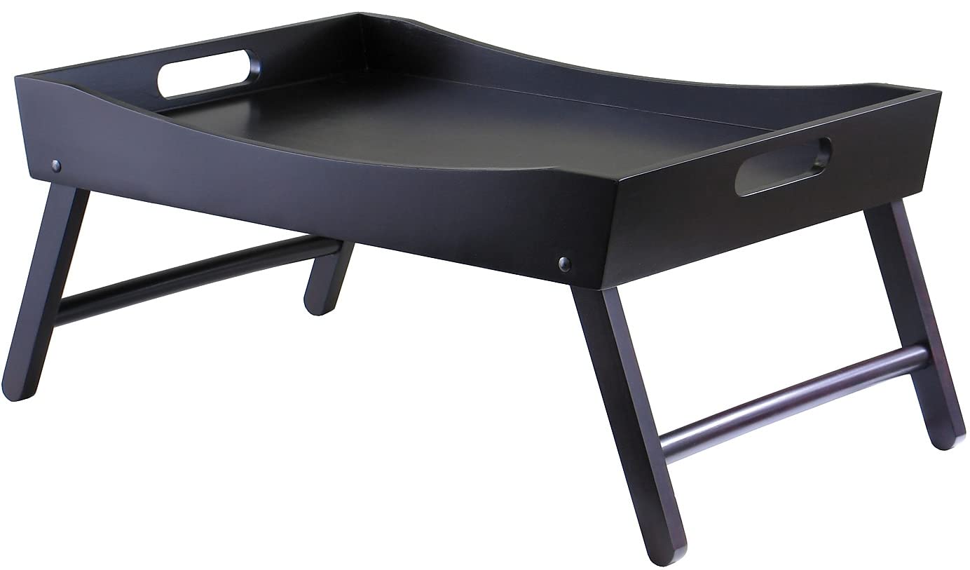 Casafoyer Elegant Folding Bed Tray with Curved Sides - Dark Espresso Finish ( Pack of 2 )