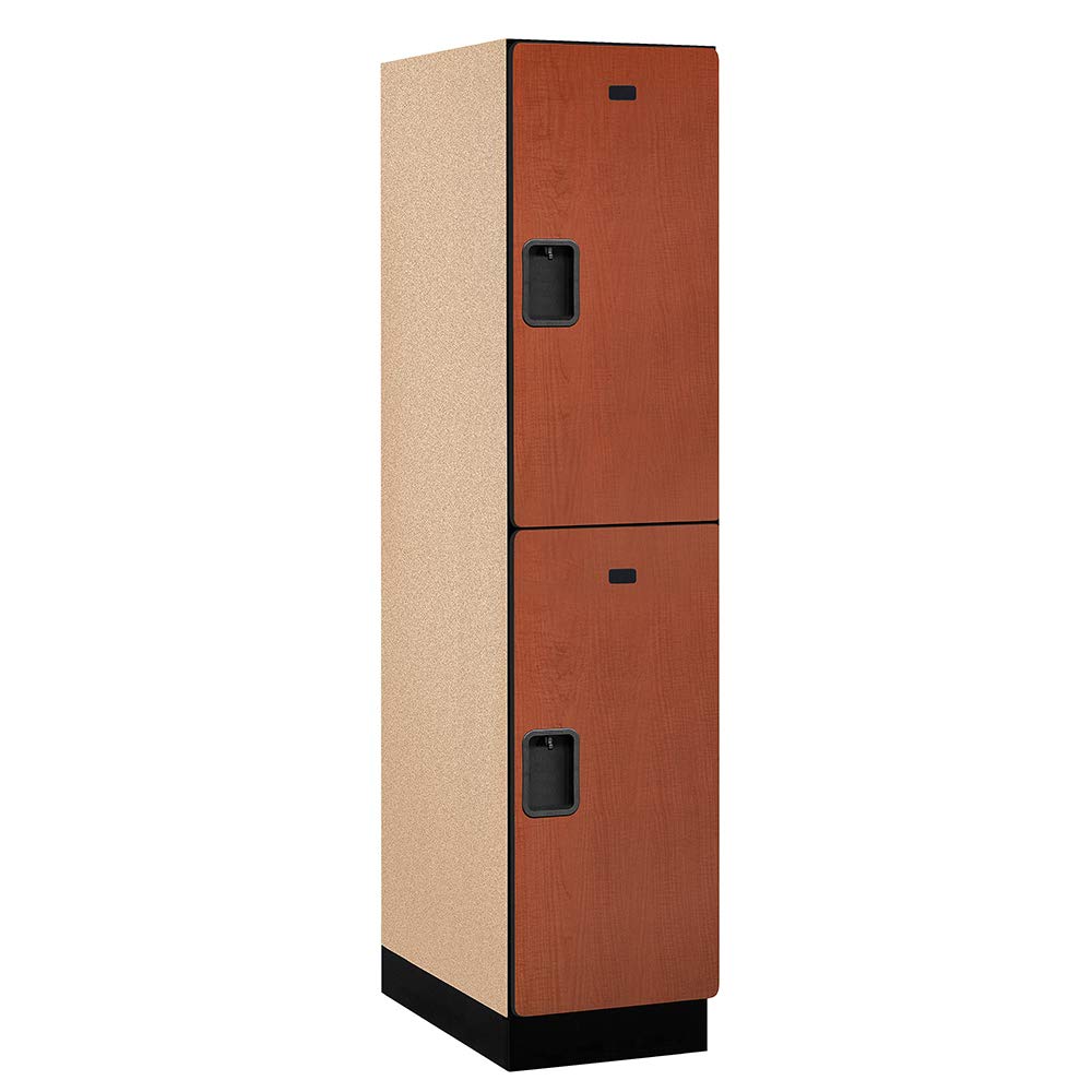 18 Wide Double Tier Designer Wood Locker - 1 Wide - 6 Feet High - 24 Inches Deep - Cherry