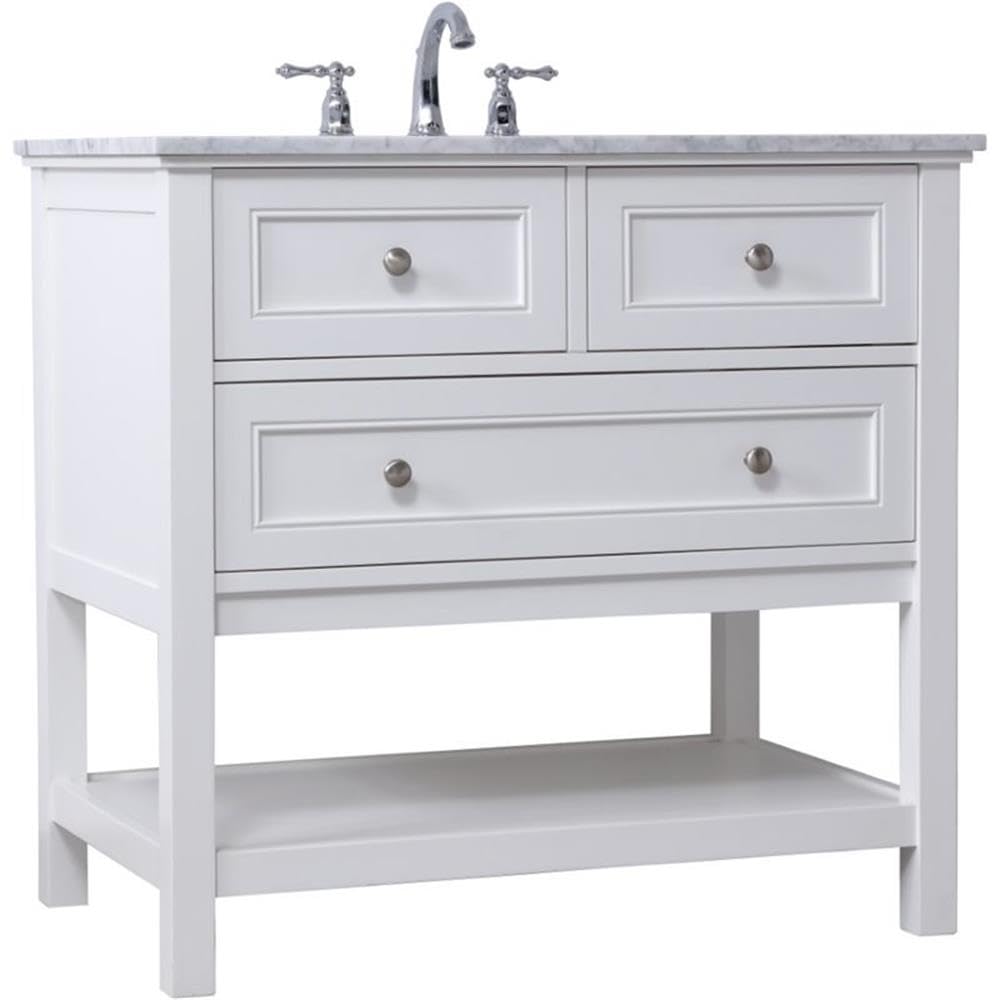 Elegant Decor Metropolis 36' Single Marble Top Bathroom Vanity In White