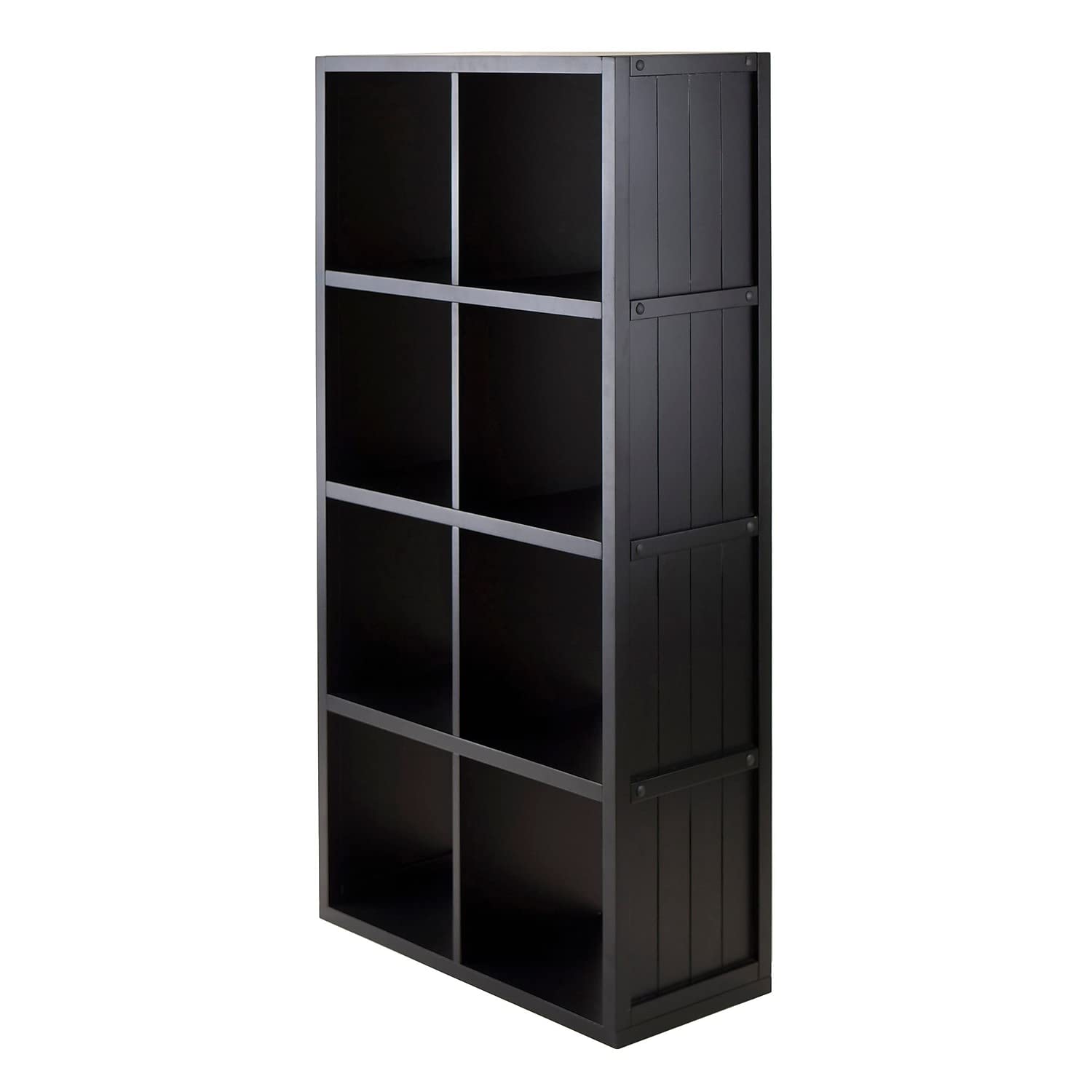 Casafoyer Contemporary Timothy Collection Cube Shelf with Wainscoting Panel - Black