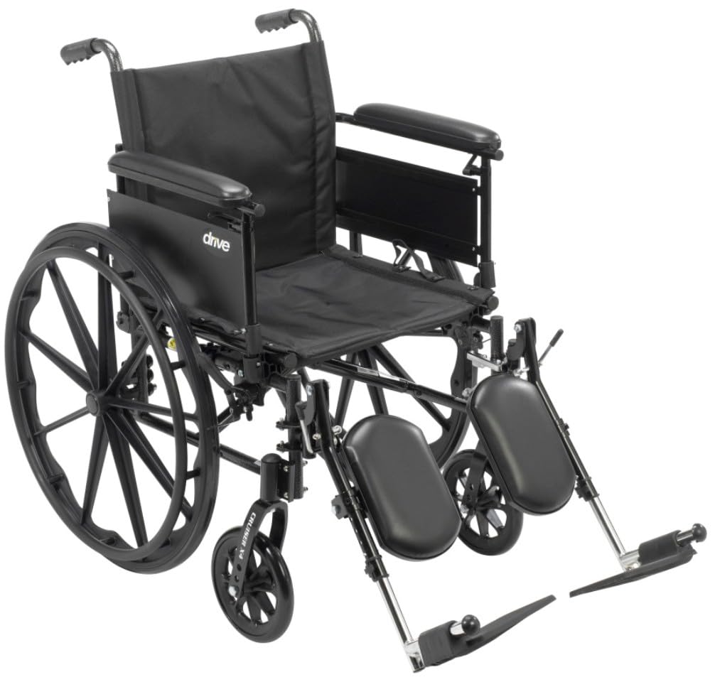 Cruiser X4 Lightweight Dual Axle Wheelchair with Adjustable Detachable Arms, Full Arms, Elevating Leg Rests, 20 Seat"