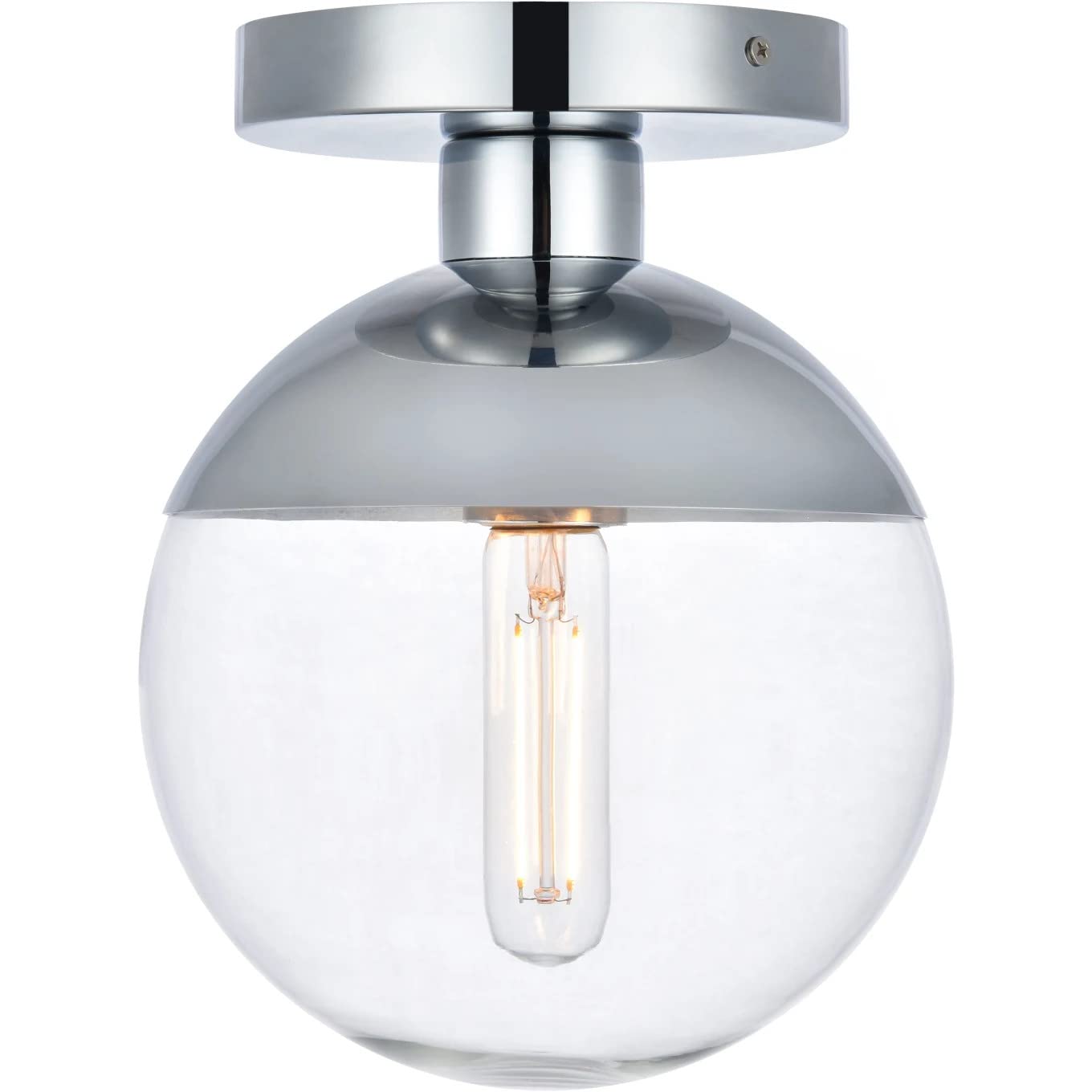 Living District Eclipse 1 Light Chrome Flush Mount With Clear Glass