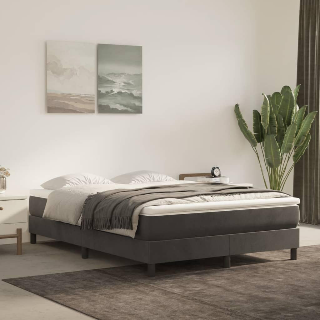 vidaXL Box Spring Bed Frame Dark Gray 59.8x79.9??Queen Velvet