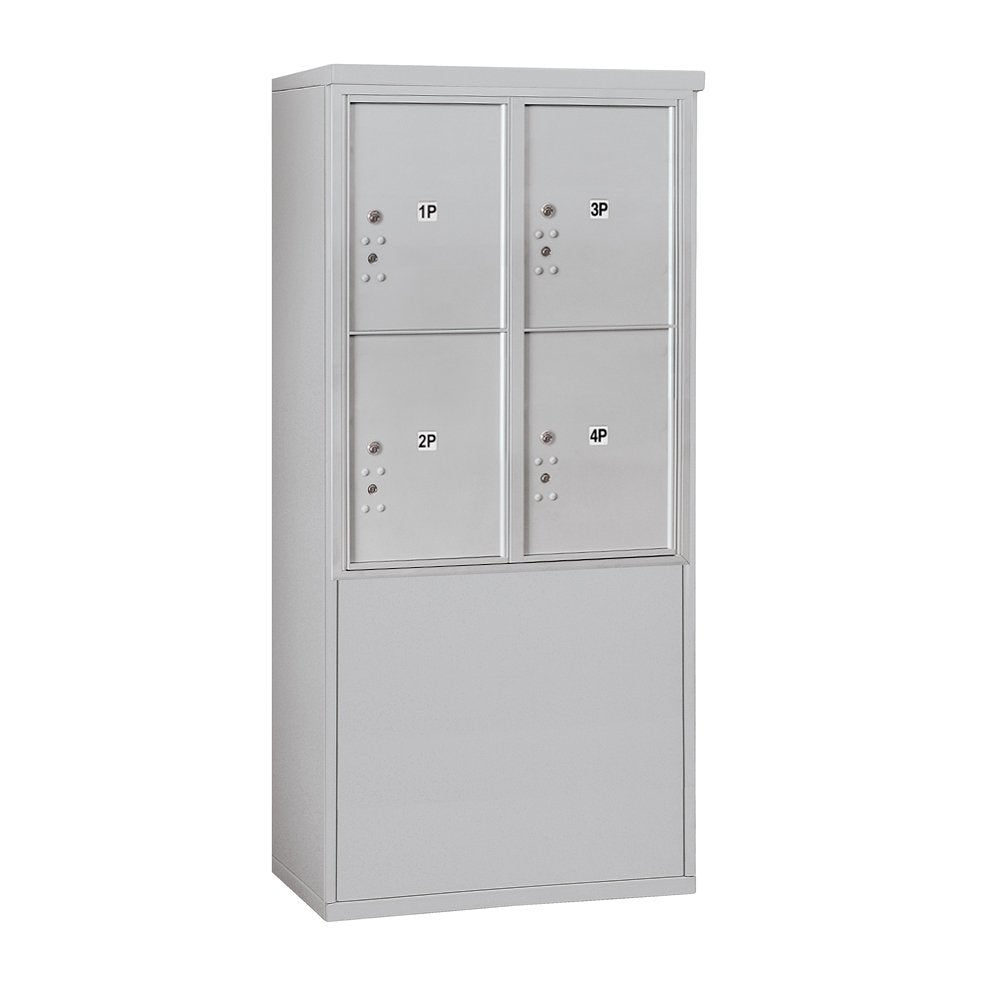 10 Door High Free-Standing 4C Horizontal Parcel Locker with 4 Parcel Lockers in Aluminum with USPS Access