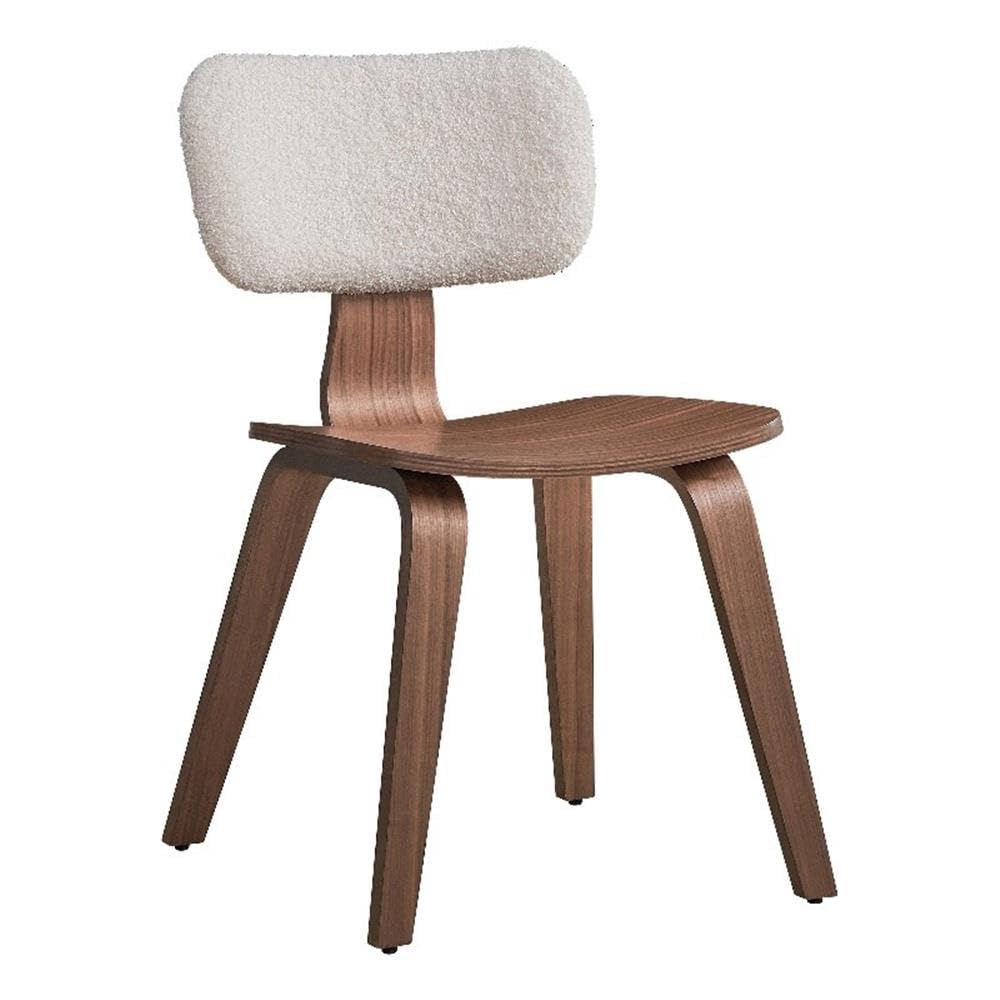 ACME Casson Side Chair (Set-2), White Boucle & Walnut Finish