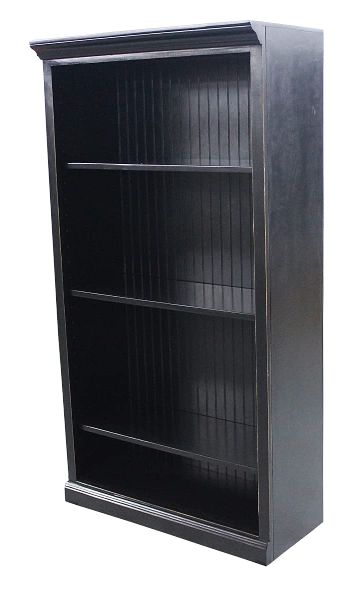 Poplar 60 Open Bookcase in Antique Black