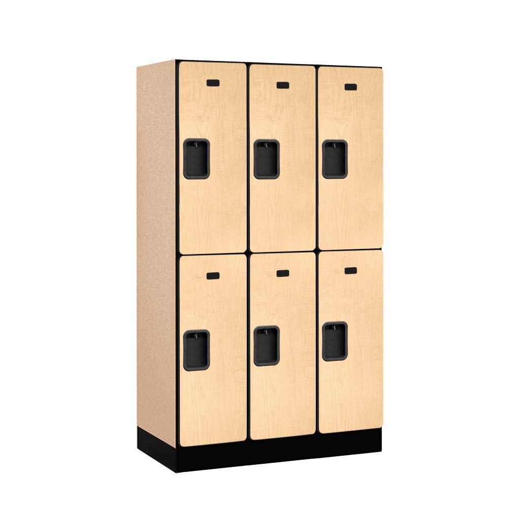 12 Wide Double Tier Designer Wood Locker - 3 Wide - 5 Feet High - 18 Inches Deep - Maple