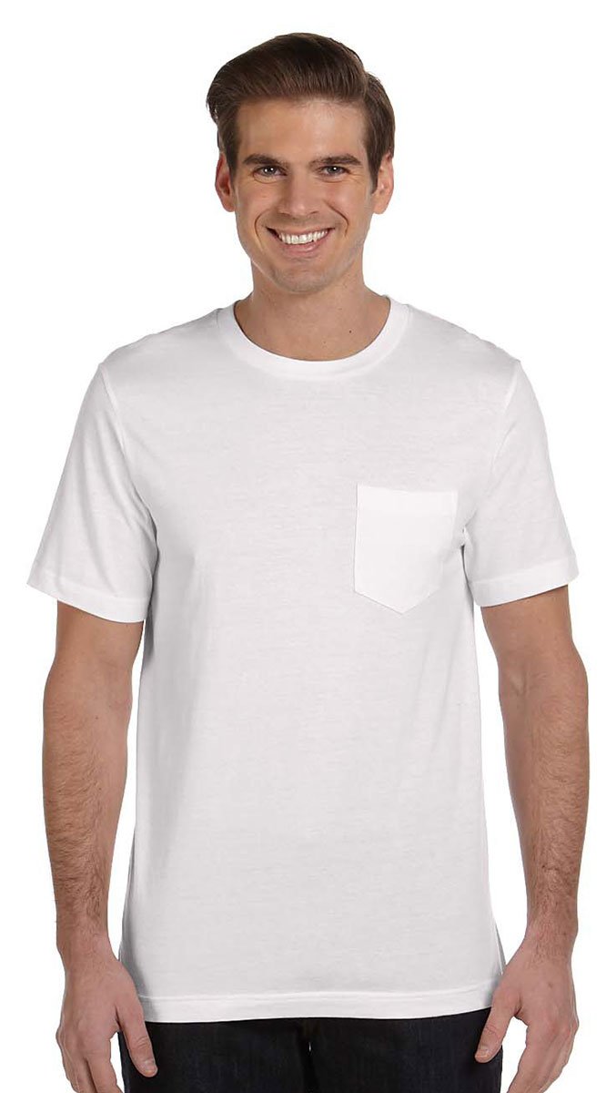 BELLA + CANVAS Jersey Pocket Tee - White, M