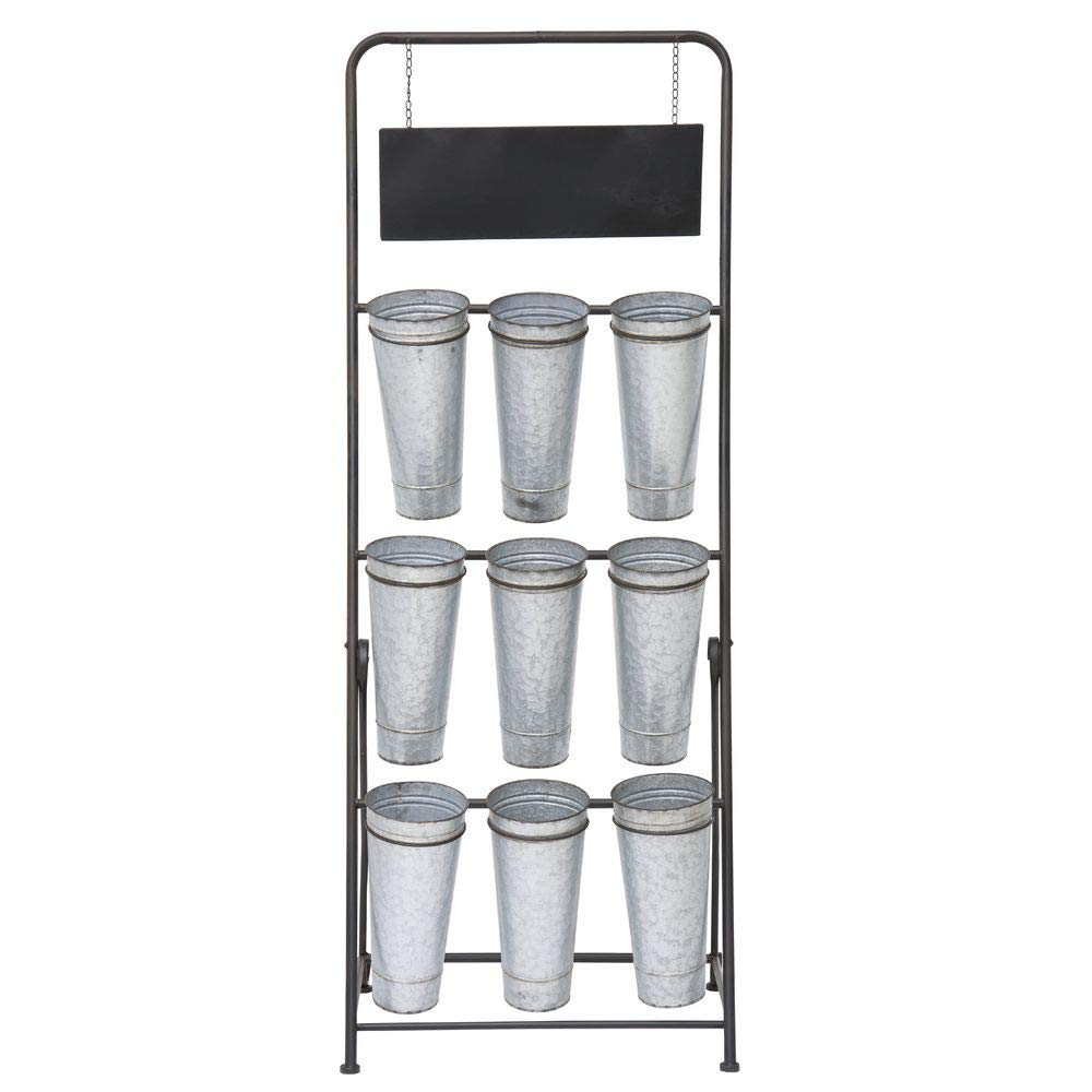 Flower Rack With Nine Galvanized Buckets
