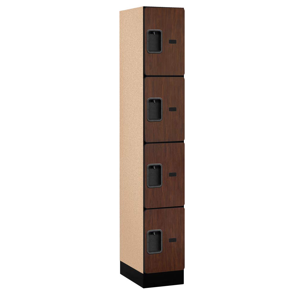 12 Wide Four Tier Designer Wood Locker - 1 Wide - 6 Feet High - 18 Inches Deep - Mahogany