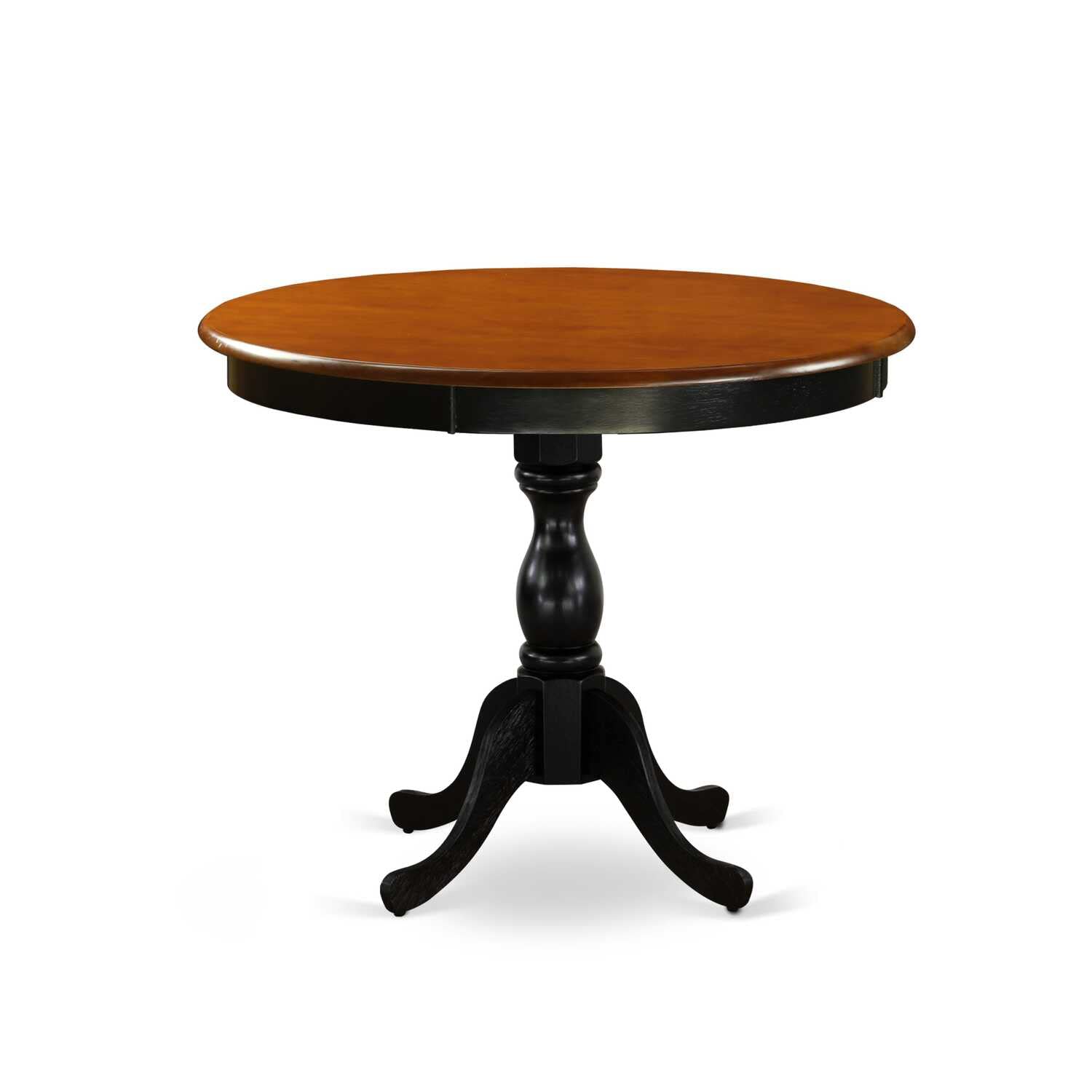 East West Furniture AMFR3-BCH-02 3-Pc Dining Table Set Consists of a Kitchen Table and 2 Light Beige Linen Fabric Upholstered Chairs with Button Tufted Back - Black Finish