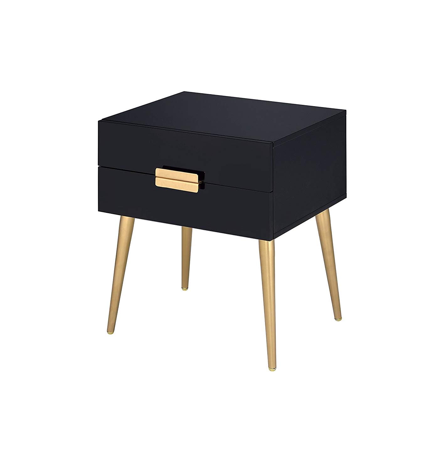 Casafoyer Denvor Rectangular Wooden End Table in Black and Gold