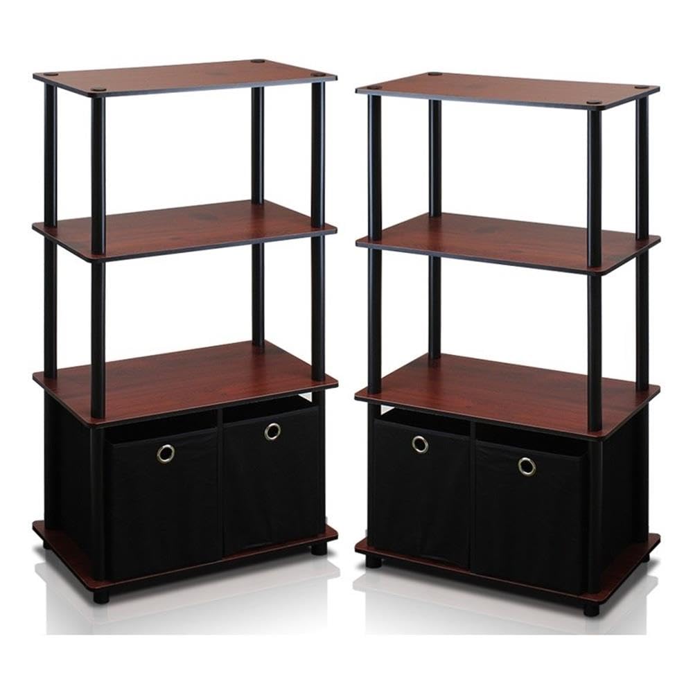 Furinno 2-NW889DC Go Green 4-Tier Multipurpose Storage Rack Shelving Unit w/Bins, Set of 2