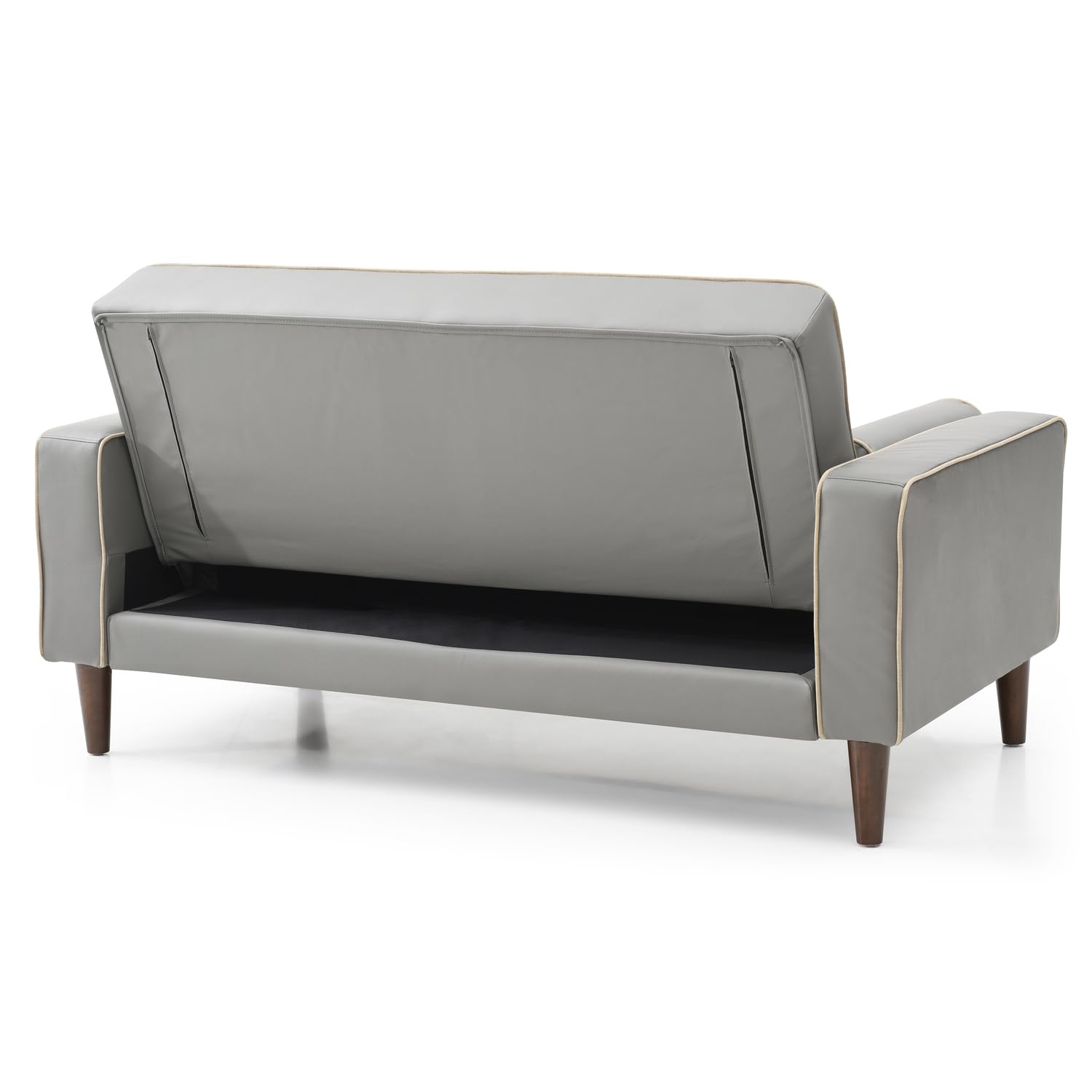 Andrews 60 in. W Flared Arm Faux Leather Straight Sofa in Gray