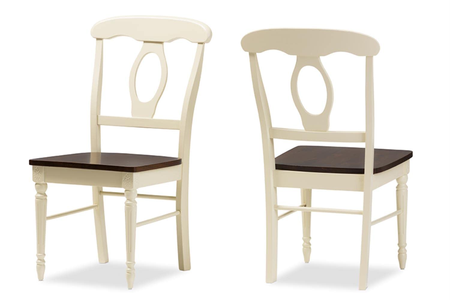 Baxton Studio Napoleon French Country Cottage Buttermilk and Cherry Brown Finishing Wood Dining Chair