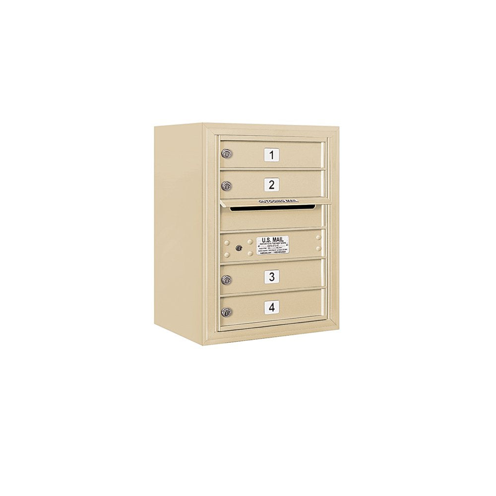 6 Door High Surface Mounted 4C Horizontal Mailbox with 4 Doors in Sandstone with Private Access