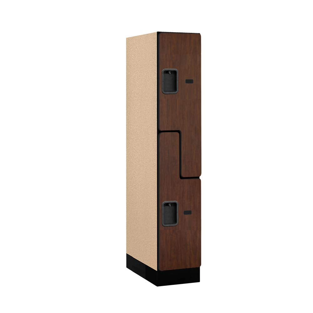 12 Wide Double Tier S Style Designer Wood Locker - 1 Wide - 5 Feet High - 21 Inches Deep - Mahogany