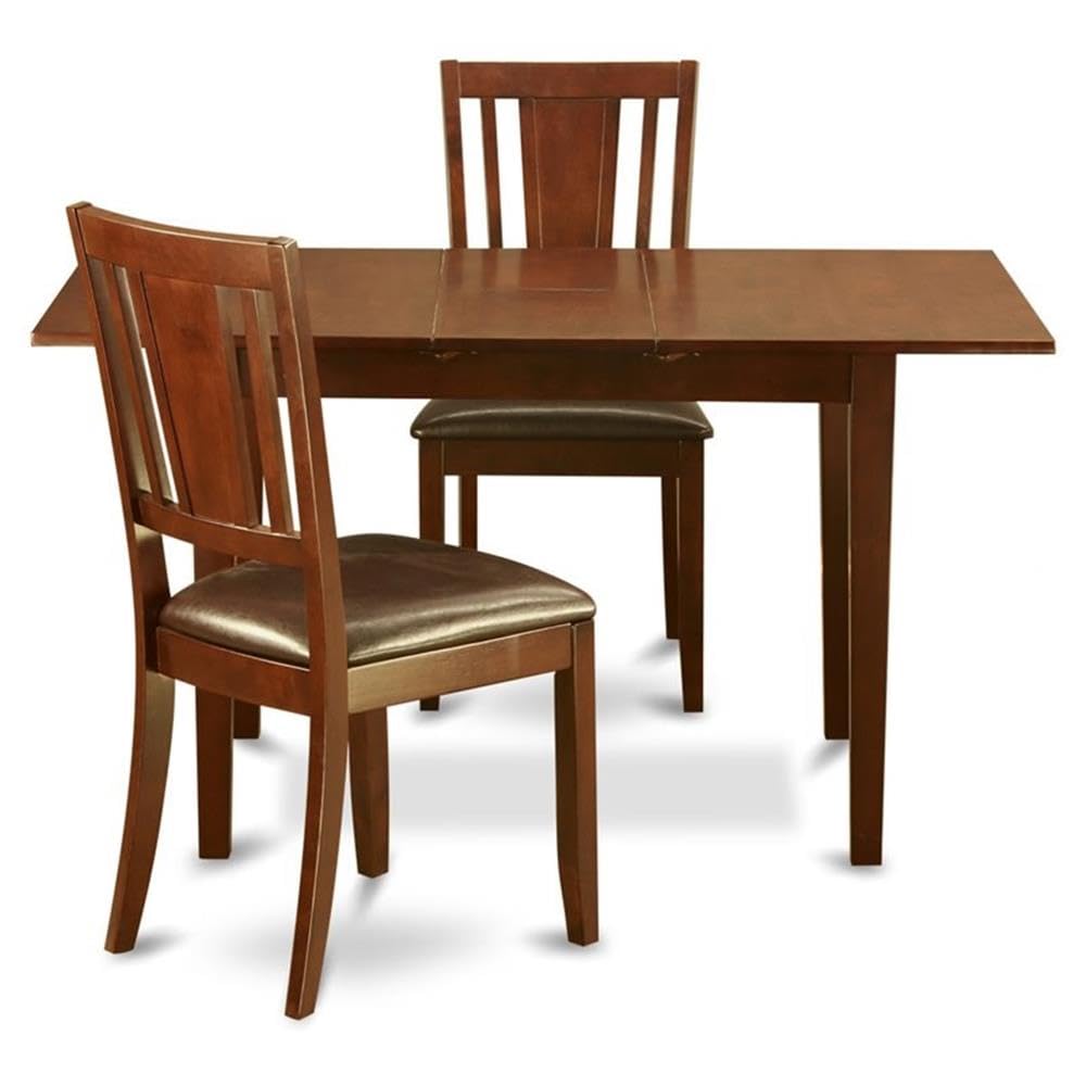 3  Pc  Small  Kitchen  nook  Dining  set  -  Table  with  Leaf  and  2  Dining  Chairs