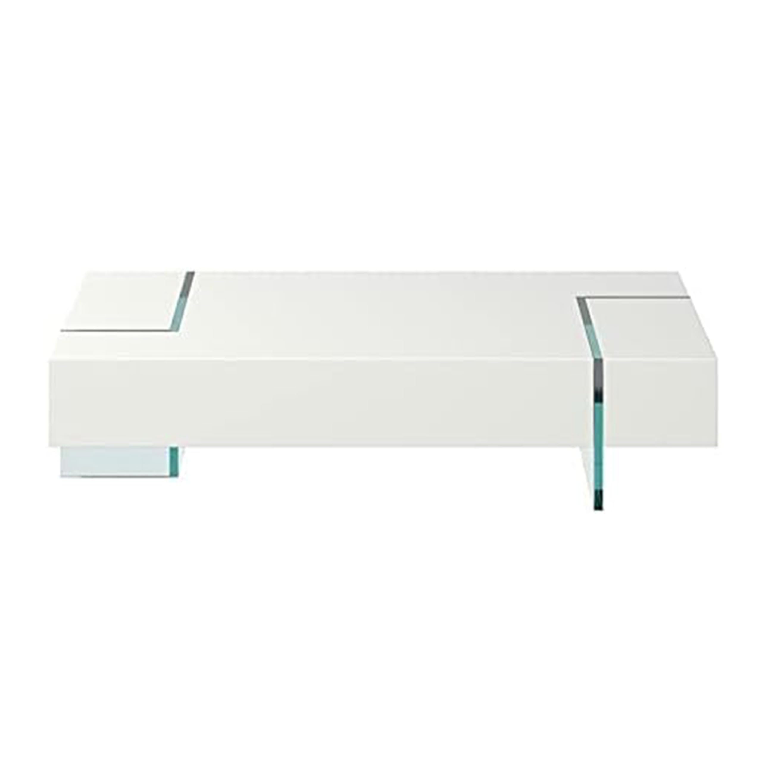 Wami Coffee Table, Tempered Glass, 53 Inch Rectangular, Modern White