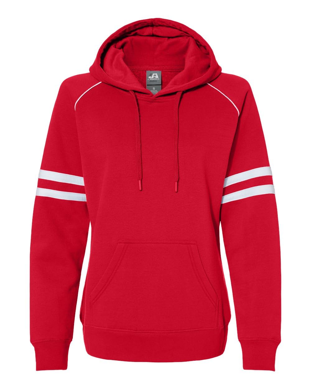 J. America Womens Varsity Fleece Piped Hooded Sweatshirt - Royal, L