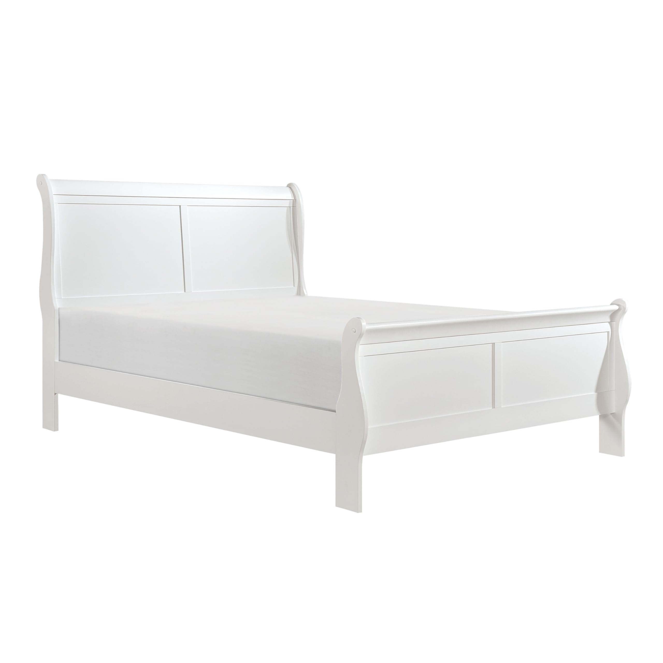 Vele Full Size Bed with Panel Headboard, Classic White Solid Wood Finish