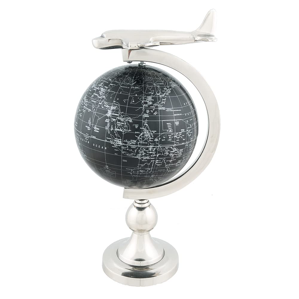 Airplane On Globe W Brass Stand
