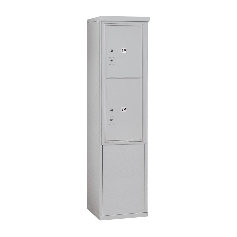 11 Door High Free-Standing 4C Horizontal Parcel Locker with 2 Parcel Lockers in Aluminum with USPS Access