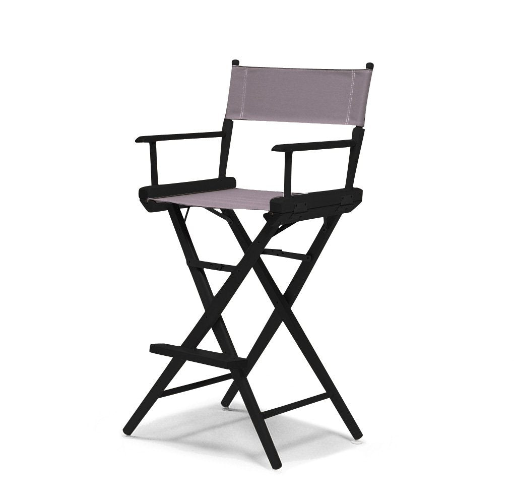 Telescope Casual World Famous Bar Height Director Chair With Black Finish and Gray Fabric