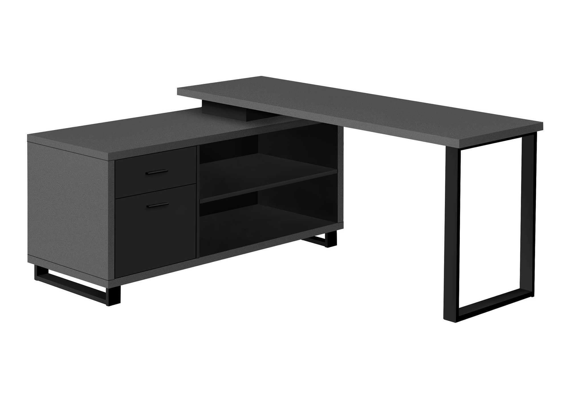 COMPUTER DESK - 72L MODERN GREY / BLACK EXECUTIVE CORNER