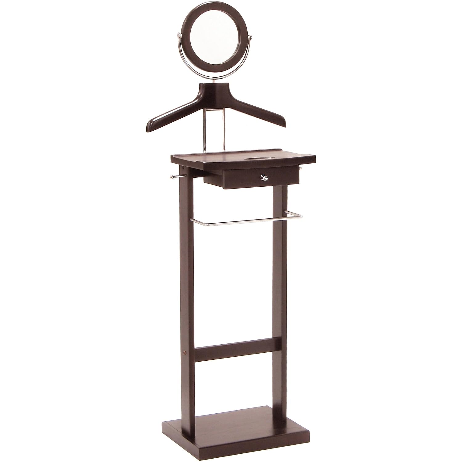 Casafoyer Elegant Wood Valet Stand with Mirror and Storage Drawer ( Pack of 2 )