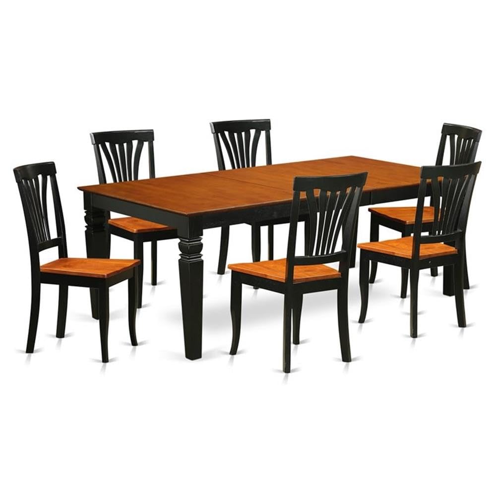 7  Pc  Dinette  set  with  a  Table  and  6  Dining  Chairs  in  Black  and  Cherry