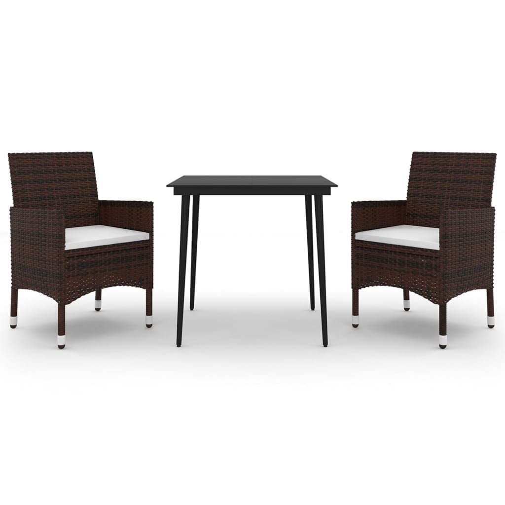 vidaXL 5 Piece Patio Dining Set with Cushions Poly Rattan and Glass
