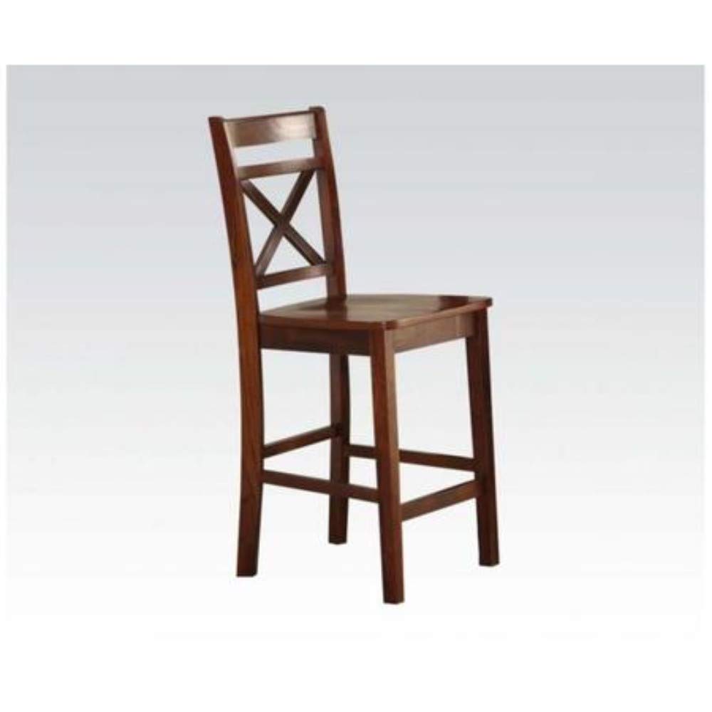 Benjara Benzara Wooden Counter Height Bar Stool, Set Of Two, Brown