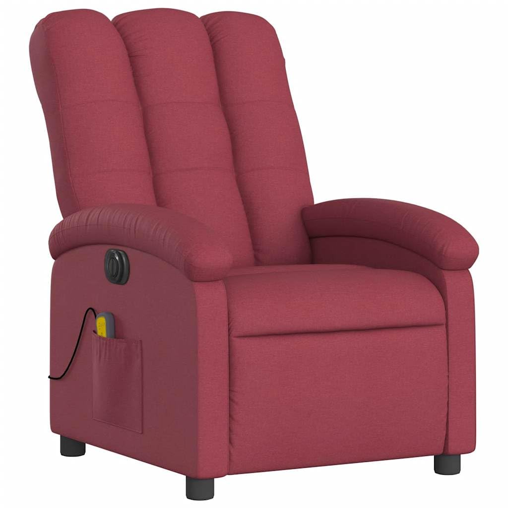 vidaXL Electric Massage Recliner Chair Wine Red Fabric