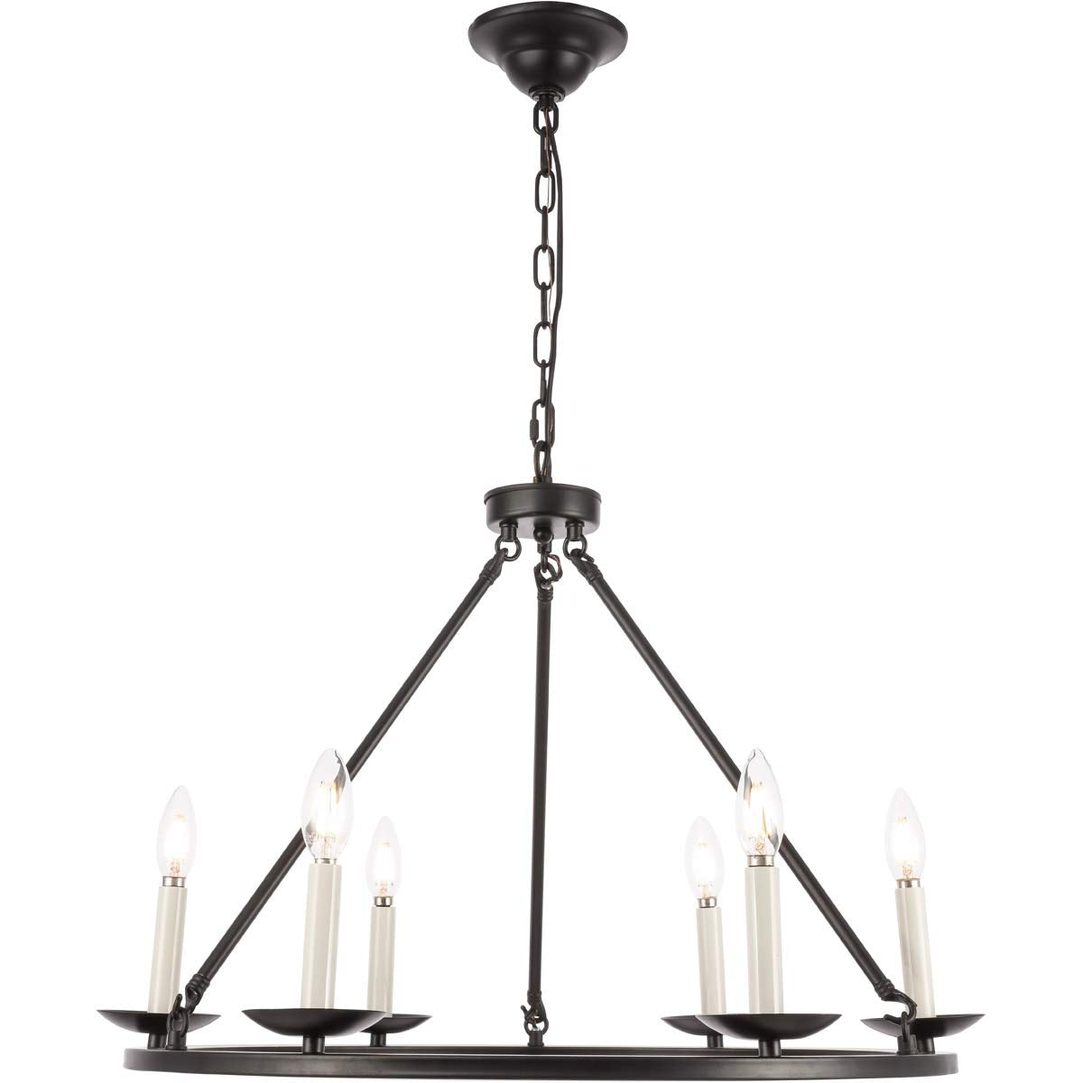 Elegant Lighting Living District Maine 6 Light Black Chandelier