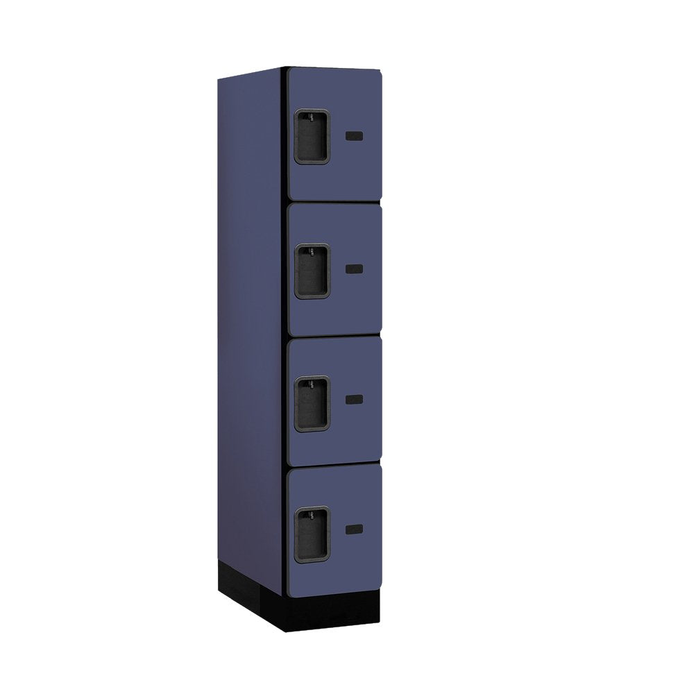 12 Wide Four Tier Designer Wood Locker - 1 Wide - 5 Feet High - 21 Inches Deep - Blue