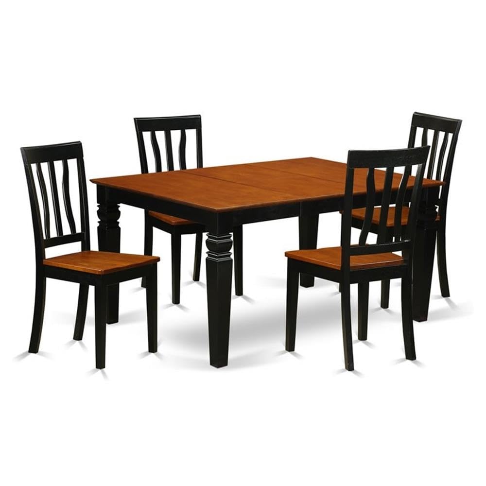 5  Pc  Kitchen  Table  set  with  a  Dining  Table  and  4  Wood  Kitchen  Chairs  in  Black