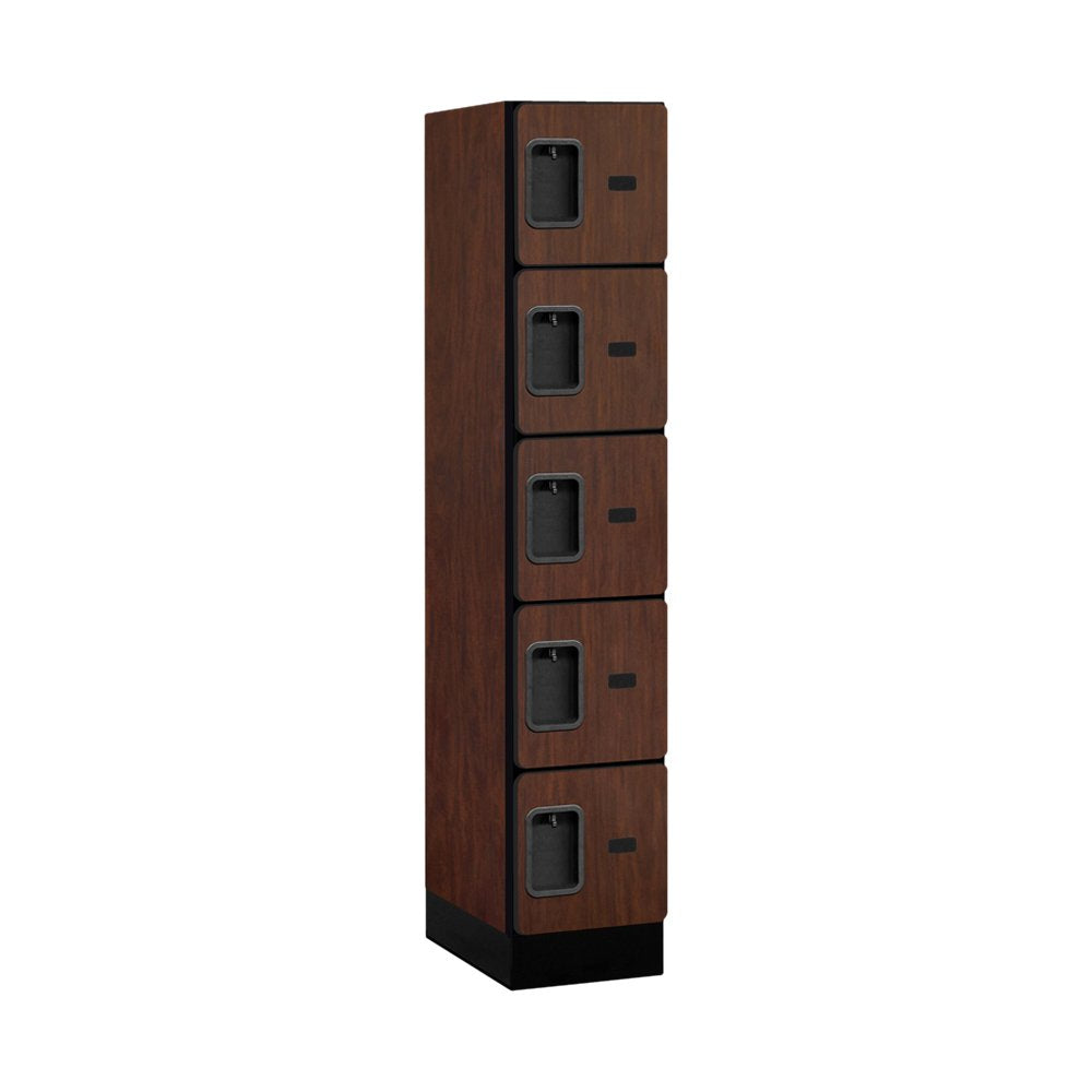12 Wide Five Tier Box Style Designer Wood Locker - 1 Wide - 5 Feet High - 18 Inches Deep - Mahogany
