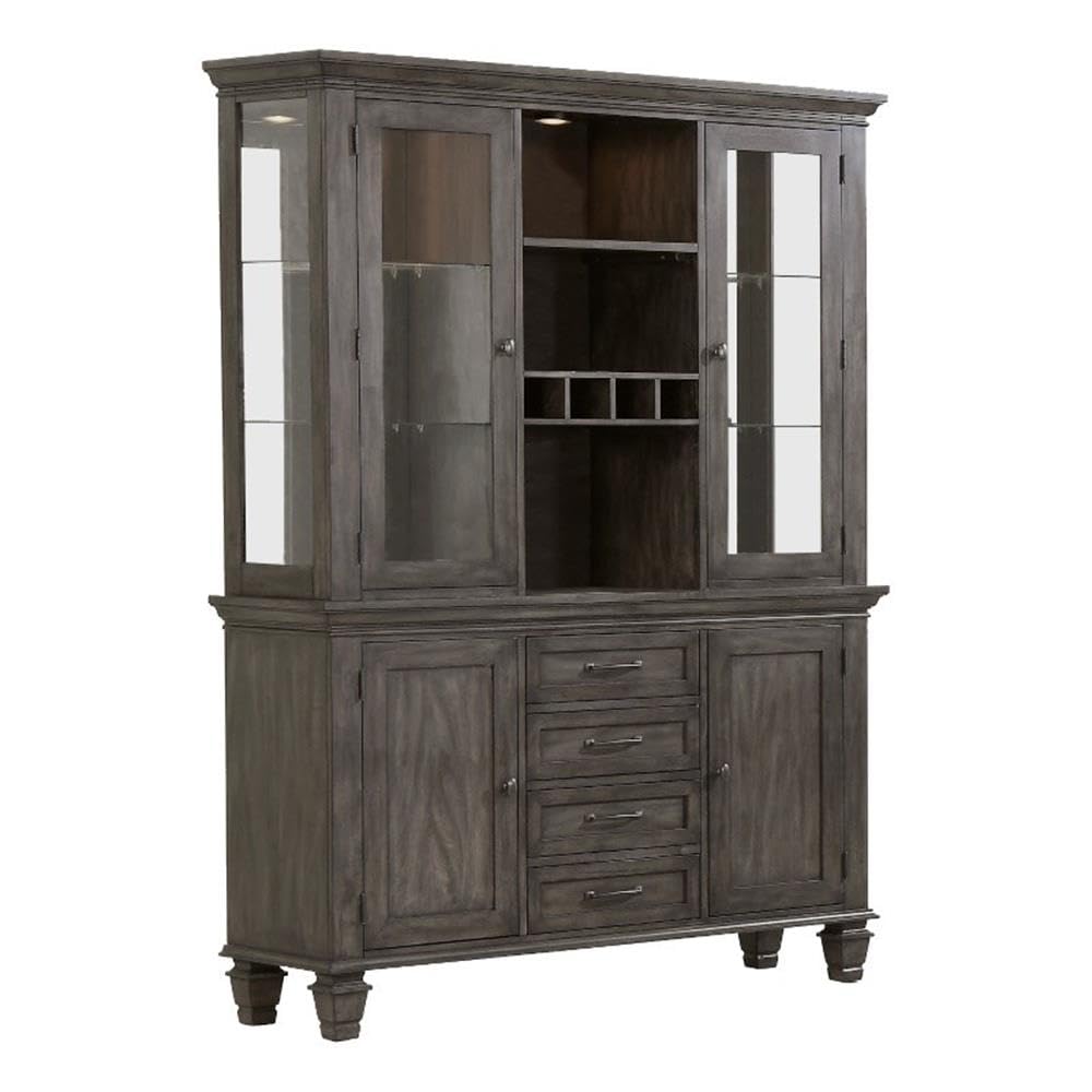 Sunset Trading Shades of Gray Lighted China Cabinet | Wine Storage