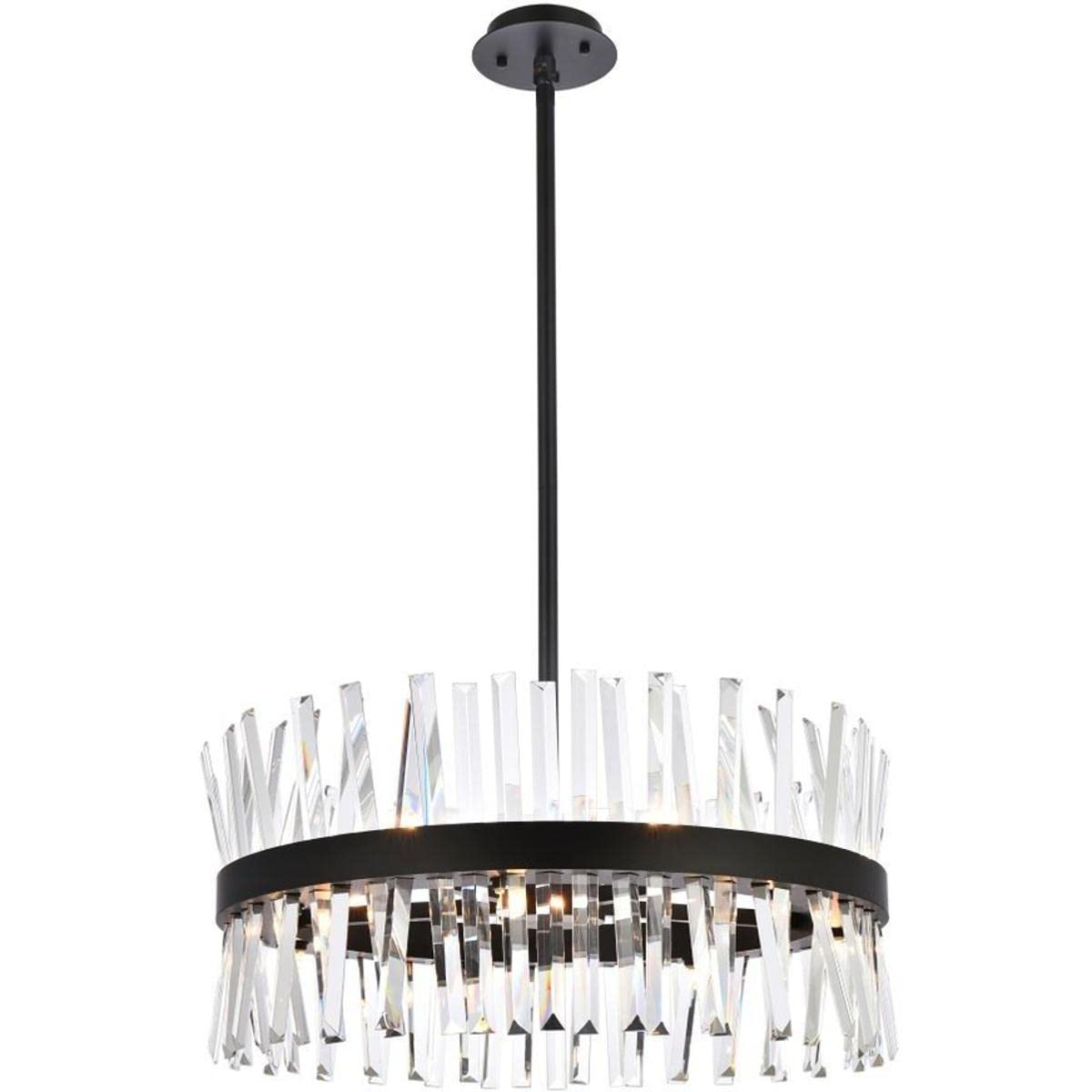 Serephina 25 inch crystal round pendant light in black